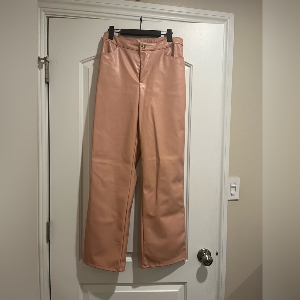 Kittenish Pink Faux Leather Pants Size Medium